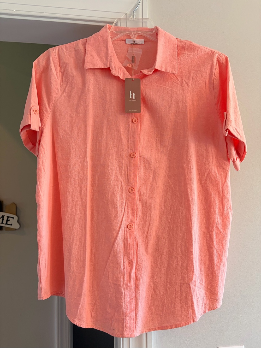 Hotouch Button Down short sleeve shirt, XL NWT
